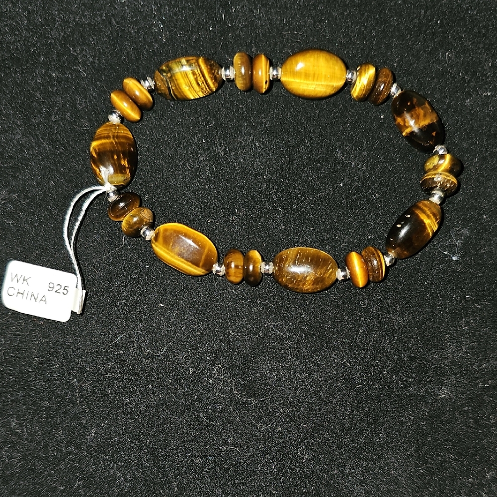 Tiger's Eye Beaded 925 Balls Bracelet